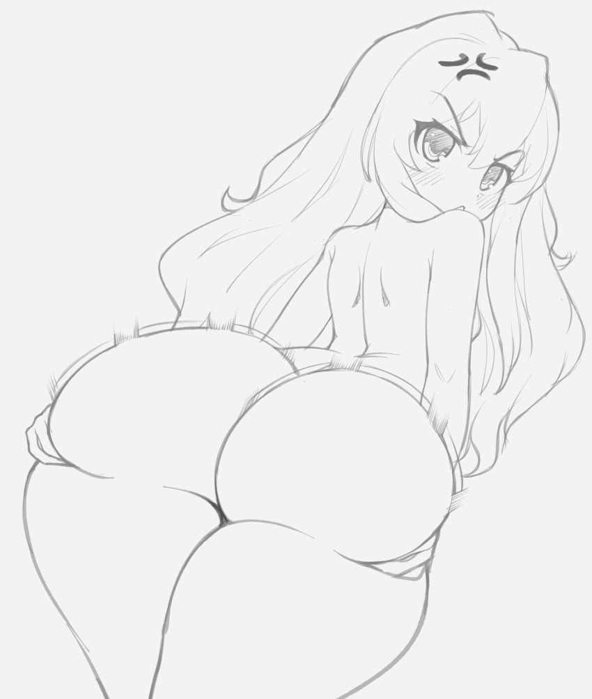 1girls aisaka_taiga angry ass big_ass bottom_heavy bubble_ass bubble_butt curvaceous curvy_figure eye_contact female grabbing_own_ass high_resolution huge_ass large_ass long_hair looking_at_viewer looking_back sketch solo standing thanuki thanukiart thick_ass thick_thighs thighs toradora! tsundere wide_hips