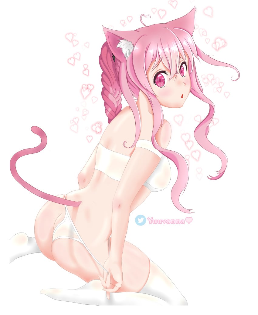 ass catgirl female indie_virtual_youtuber latam_virtual_youtuber legs suwie thick_thighs virtual_youtuber vtuber vtuberfanart white_bra white_panties white_socks wide_hips yuuvanna