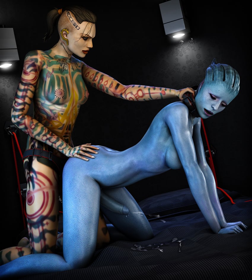 1futa 1girls 3d 3d_(artwork) asari asarimaniac bioware blue_skin breasts cum cum_while_penetrated cumshot dark-skinned_futanari doggy_style ejaculation erection female female_on_futa femdom futanari futasub hands-free handsfree_ejaculation human human_penetrating intersex interspecies jack_(mass_effect) large_breasts mass_effect mass_effect_3 morinth nude penis strap-on tattoos