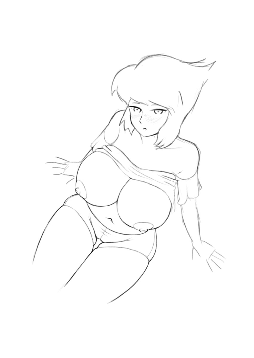 1girls breasts breasts_out huge_breasts lapis_lazuli_(steven_universe) numinex rough_sketch short_hair sitting sketch solo steven_universe