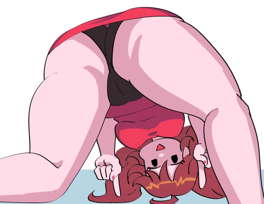 ass ass_focus ass_up big_ass big_butt big_legs black_eyes black_panties breasts brown_hair butt_focus butt_up censored_pussy eyelashes friday_night_funkin girlfriend_(friday_night_funkin) grey_floor legs legs_apart legs_held_open legs_spread long_hair long_legs mouth open_mouth painted_nails panties pointing pointing_down red_dress shadows smile smiley_face thighs underwear upside-down white_background white_body ytrall