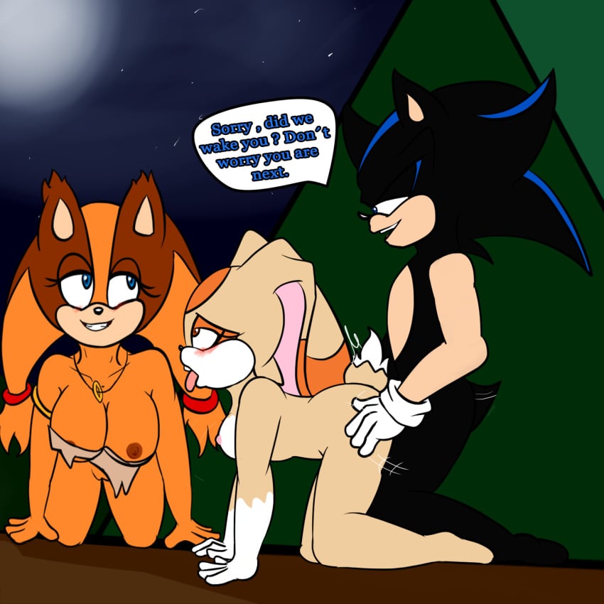 ahe_gao anthro anthro_on_anthro badger black_body black_hair blush brown_body cream_the_rabbit fan_character hedgehog orange_body rabbit sega sonic_(series) sonic_boom sonic_the_hedgehog_(series) soulyagami64 sticks_the_badger sticks_the_jungle_badger sticks_the_tejon tan_body tongue tongue_out