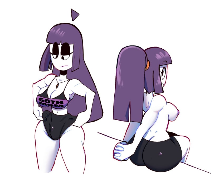 1girls ass_cleavage big_ass big_breasts butt_crack female goth halloween lila_(spooky_month) milf mother ponytail spooky_month sr_pelo sweet_dandy swimsuit