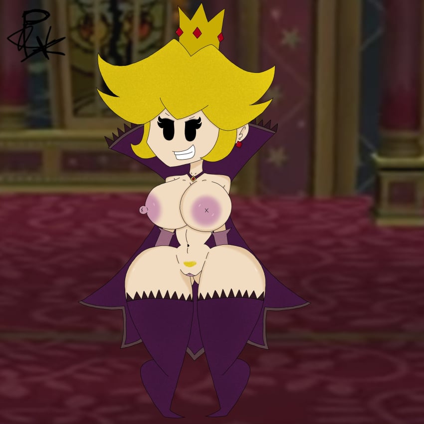 big_ass big_breasts big_butt big_penis blonde_hair erect_nipples mario_(series) nintendo paper_mario paper_mario:_the_thousand-year_door princess princess_peach shadow_peach shadow_queen thick_thighs thighhighs xxpxx