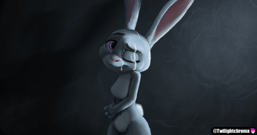 256:135 4k :3 absurd_res anthro biped bodily_fluids closed_eyes cum cum_on_face cute_expression digital_media_(artwork) disney female flat_chest fur genital_fluids grey_body hi_res judy_hopps lagomorph leporid mammal nervous nude portrait purple_eyes rabbit simple_background smile solo twilightchroma widescreen zootopia