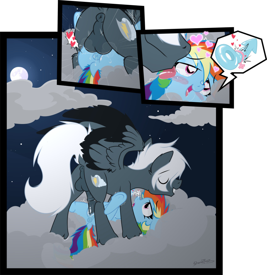 age_difference cloud duo female female_penetrated feral friendship_is_magic from_front_position hasbro hi_res male male/female male_penetrating male_penetrating_female mating_press my_little_pony night penetration rainbow_dash_(mlp) sex sherathoz tempest_streamrider_(oc) young