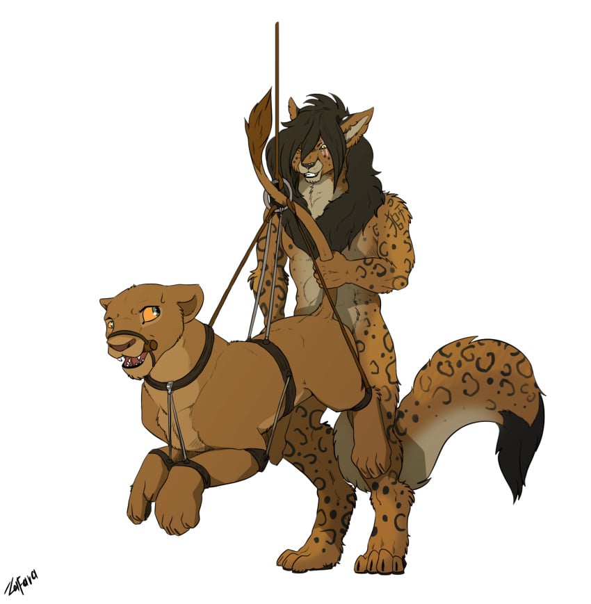 anthro biped bondage bound canid canine canis disney duo felid female feral fur hair hi_res hybrid interspecies leopard lion male male/female mammal nala orange_body orange_fur pantherine quadruped spots the_lion_king wolf zafara_(artist) zoophilia