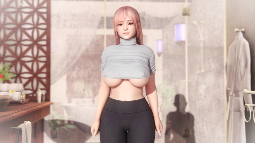 1girls 3d breasts dead_or_alive dead_or_alive_5 dead_or_alive_5_last_round doahdm erect_nipples erect_nipples_under_clothes female female_only gravure_studio honoka_(doa) large_ass large_breasts light-skinned_female ninja_gaiden pokies solo solo_focus tecmo thick_thighs underboob