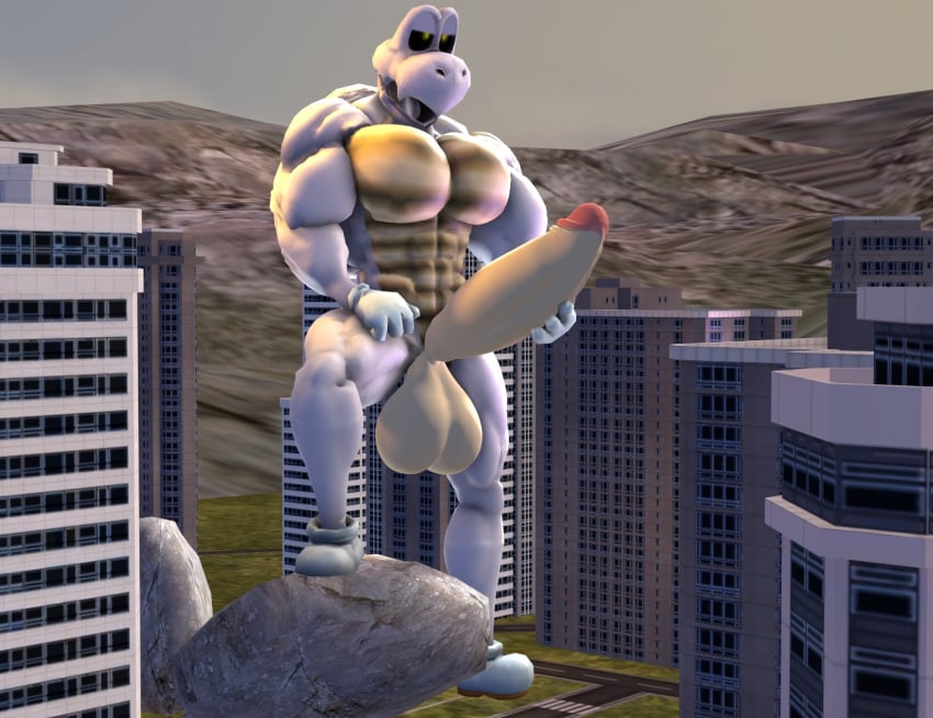 bedroom_eyes big_penis bone building dry_bones genitals huge_cock hyper hyper_genitalia hyper_penis macro male male_only mario_(series) muscular narrowed_eyes penis sam1377 seductive skeleton solo