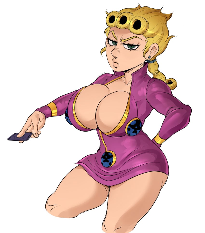 1girls big_breasts breasts condom detnox eyelashes female female_only genderswap_(mtf) giorno_giovanna gold_hair green_eyes hand_on_hip hourglass_figure jojo's_bizarre_adventure looking_at_viewer open_clothes pink_clothes pink_clothing ponytail presenting rule_63 standing tagme thick_thighs vento_aureo wide_hips