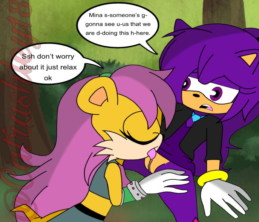 ashley_the_hedgehog catrashley18 licking_pussy mina_mongoose sonic_(series) tagme yuri