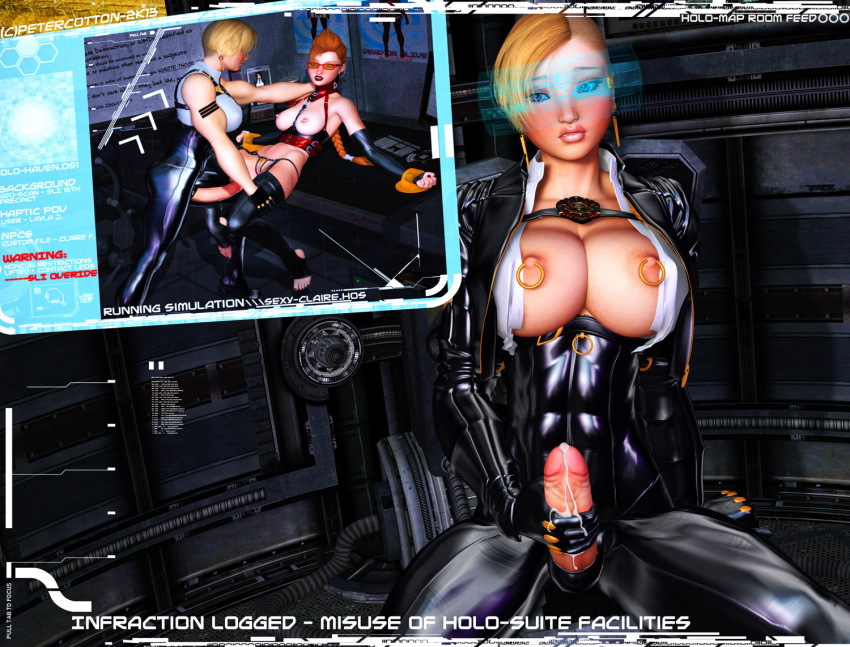 1futa 3d abs blonde_hair bodysuit breasts breasts_out collar corset crotchless_panties cum detached_sleeves ear_piercing earrings ejaculation erection fingernails futa_on_female futa_only futanari garter_straps genital_piercing glasses gloves high_heels intersex large_penis latex masturbation muscle muscular muscular_futanari nail_polish navel_piercing nipple_piercing nipple_ring nipples office open_clothes orange_hair penis petercotton piercing precum pubic_hair pussy restrained short_hair sitting sleeves solo thighhighs thong tight_clothes toeless_legwear