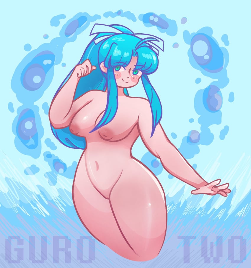 1girls blue_eyes blue_hair breasts female golden_sun mia_(golden_sun) nude thick_thighs