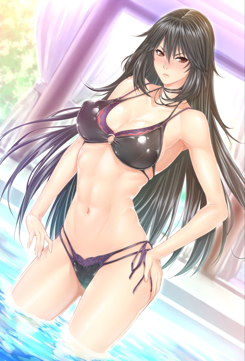 bikini black_hair chifuyu_orimura female female_only frown infinite_stratos long_hair orimura_chifuyu standing zucchini