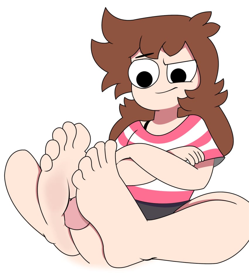 2020 barefoot black_bra black_eyes brown_hair disembodied_penis eyebrows_visible_through_hair feet female foot_fetish footjob fully_clothed looking_at_penis rtuenuik2 rubbing_penis shgurr simple_background sitting thighs white_background youtube youtuber