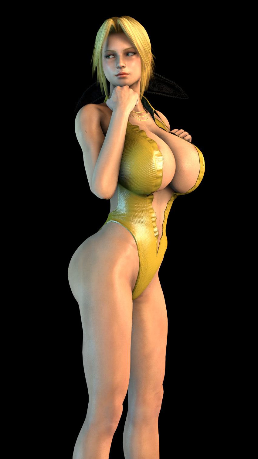 1girls 3d ass big_ass big_breasts blonde_hair blue_eyes breasts bubble_butt busty cleavage collared_dress dead_or_alive female female_only frills hair helena_douglas huge_breasts legs long_hair lordaardvark necklace one-piece_swimsuit swimsuit thighs voluptuous