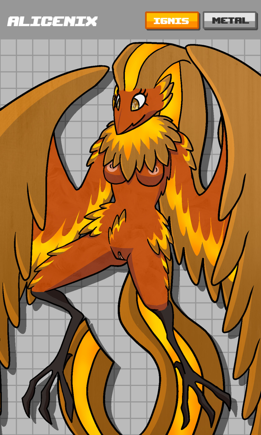 animal_humanoid anthro avian avian_humanoid fakémon female female_only harpy humanoid metallic metallic_body monster_girl rottentuttifrutti winged_arms winged_humanoid wings