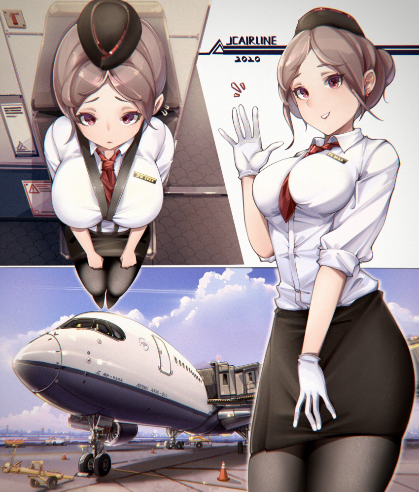 1girls airplane female female_only hostess jc1518157 large_breasts multiple_views