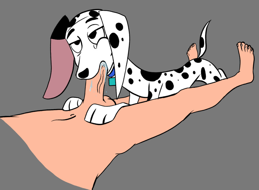 101_dalmatian_street 101_dalmatians blowjob bodily_fluids canid canine canis collar dalmatian delilah_(101_dalmatians) disney domestic_dog duo fellatio fellatio_from_feral female fenris64 feral genitals hi_res human human_on_feral humanoid_genitalia humanoid_penis interspecies male male/female male_human/female_feral male_on_feral mammal mature_female mature_feral oral penile penis saliva sex spots unseen_male_face zoophilia