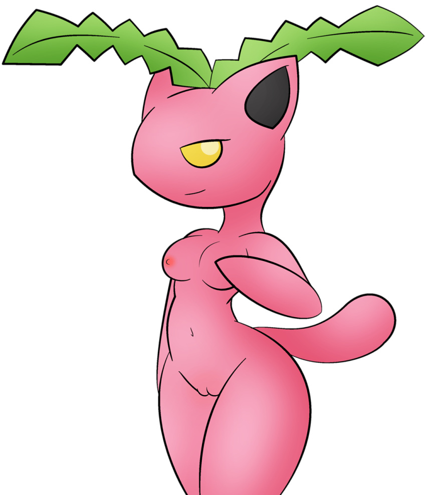 alpha_channel anthro anthrofied bedroom_eyes breasts female genitals hi_res hoppip narrowed_eyes nintendo pink_body pokémon_(species) pokemon pussy seductive simple_background solo thick_thighs transparent_background video_games yellow_eyes zinzoa