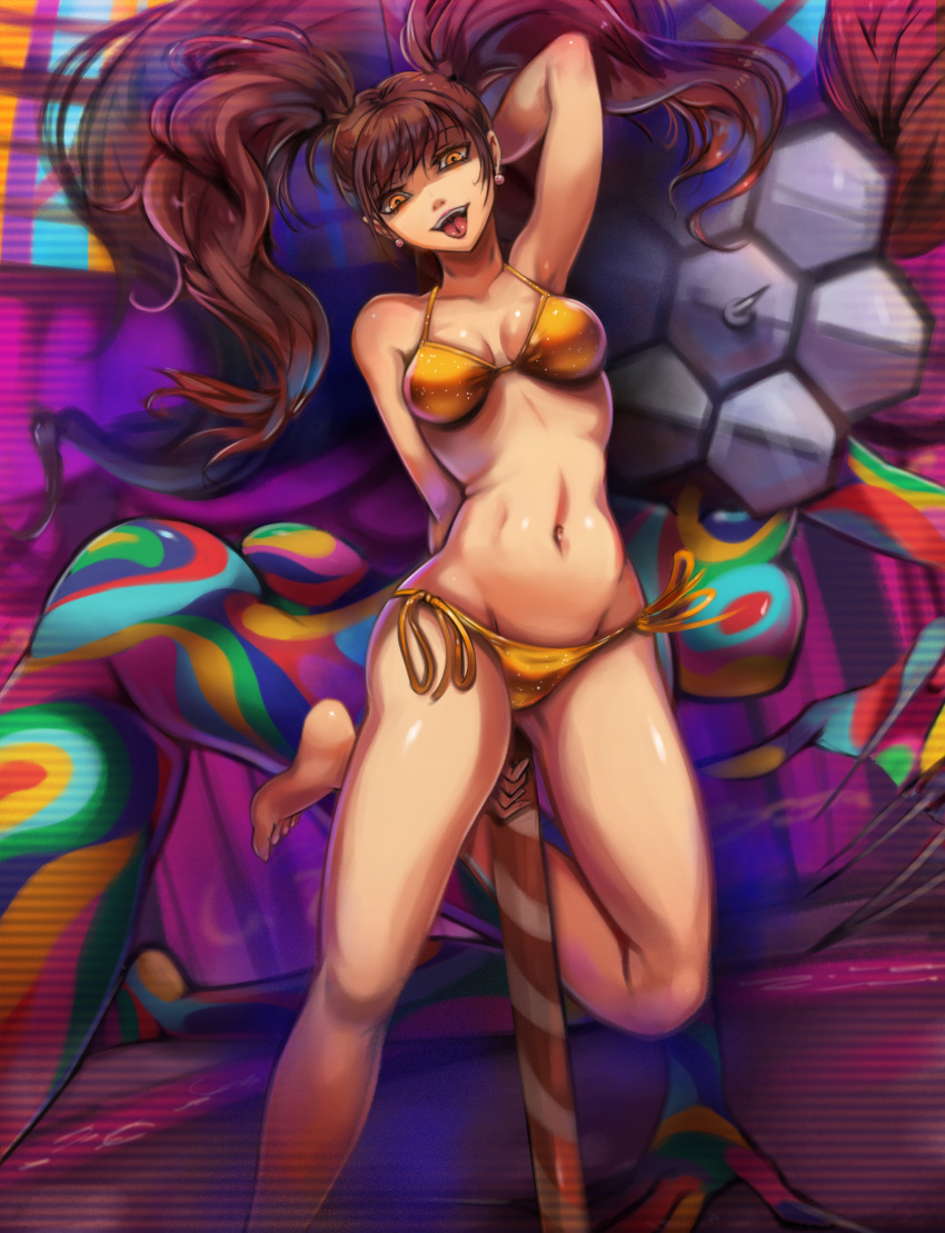 1girls atlus bikini bikini_bottom bikini_top bottomwear brown_hair brown_hair_female clothed clothed_female clothing hi_res human kujikawa_rise light-skinned_female light_skin looking_at_viewer megami_tensei open_mouth persona persona_4 sega shadow_(persona) shadow_rise shadow_self_(persona) stripper stripper_pole swimsuit swimwear toasty_scones tongue_out topwear twintails yellow_eyes