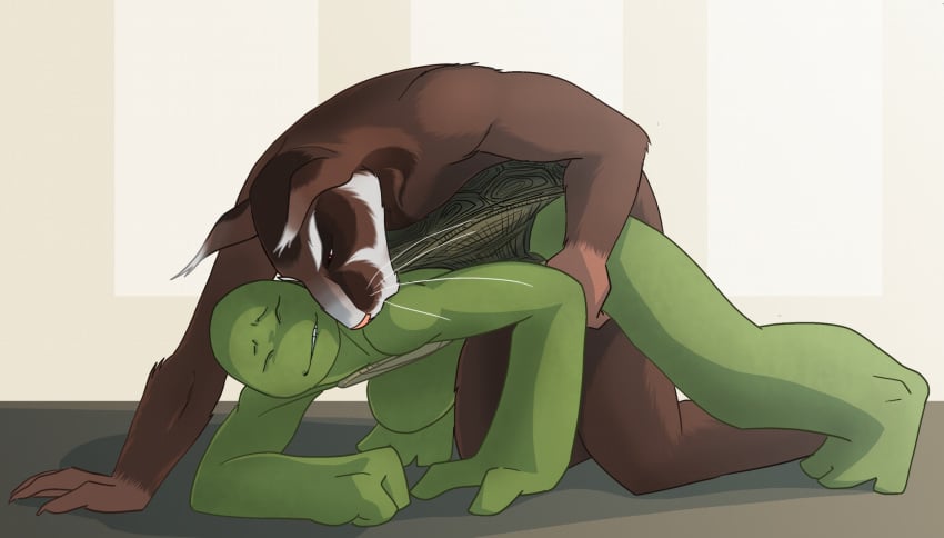 all_fours anal anal_sex anthro brown_body brown_fur doggy_style donatello_(tmnt) duo father father_and_child father_and_son from_behind_position fur genitals hand_on_leg hi_res kissing looking_pleasured male male/male male_penetrated male_penetrating male_penetrating_male mammal master_splinter momorawrr murid murine nude obscured_penetration oral parent parent_and_child penetration penile penis rat reptile rodent scalie sex shell simple_background son technical_incest teenage_mutant_ninja_turtles turtle