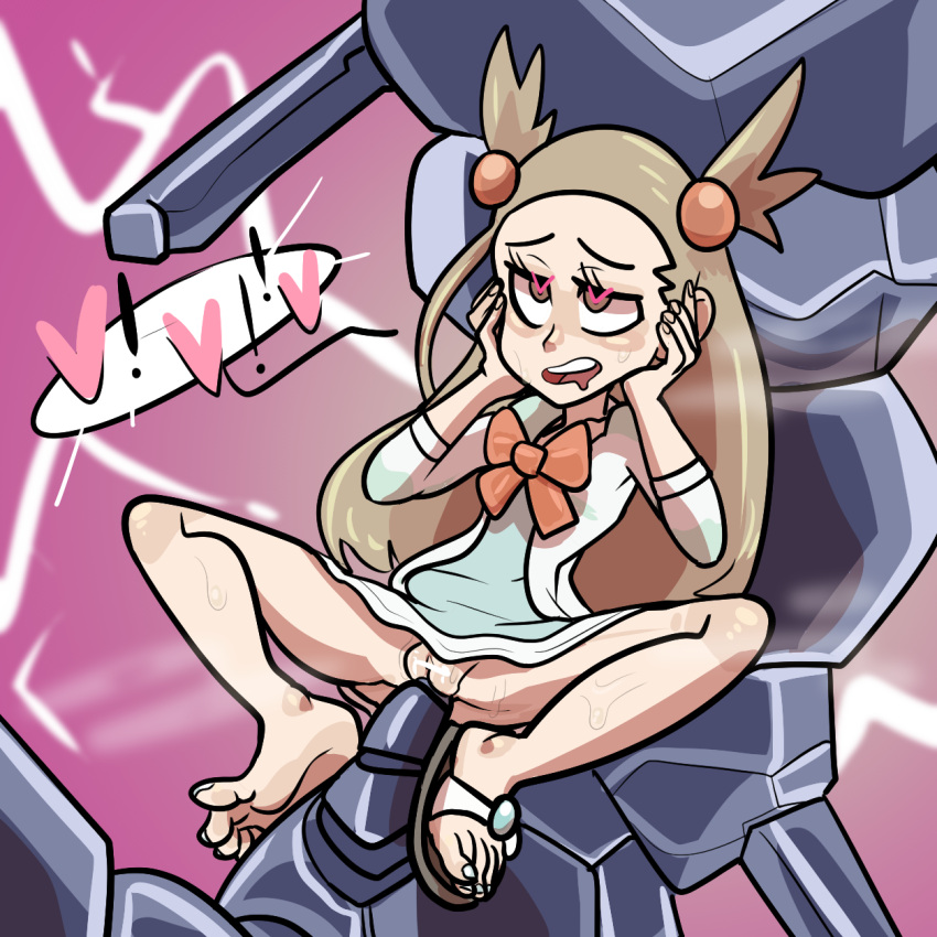 1girls blush bottomless censored feet female gym_leader heart-shaped_pupils jasmine_(pokemon) jasmine_(pokemon_hgss) nintendo pokemon pokemon_gsc pokemon_hgss pussy reathroch sex steelix vaginal_penetration