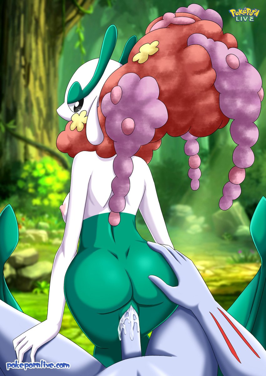 1boy 1girls anthro anthro_only ass cum cum_in_pussy cum_inside female florges forest forest_background furry hand_on_ass looking_at_viewer machoke male male/female outdoor_sex outdoors outside penis_in_pussy pokémon_(species) pokemon pokemon_(species) pokemon_focus pokepornlive reverse_cowgirl_position sentones sex straight vaginal_penetration vaginal_sex