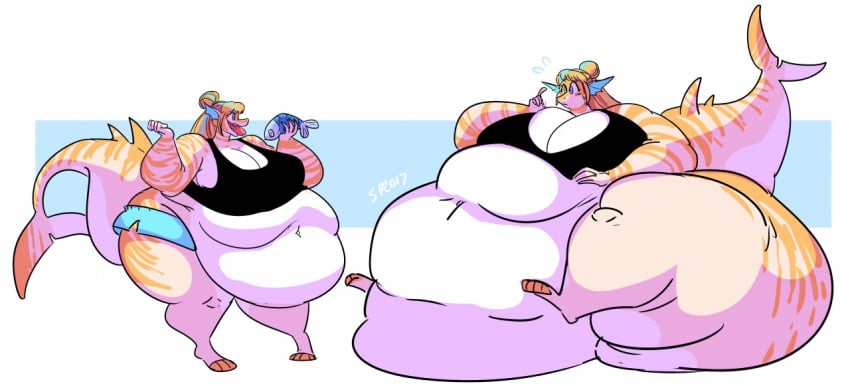 1girls 2017 absurd_res anthro belly big_belly big_breasts black_shirt blonde_hair breasts fat female female_only fish hair hand_on_belly hi_res huge_belly huge_breasts huge_hips huge_tail huge_thighs hyper hyper_belly hyper_hips hyper_thighs marine navel obese obese_female overweight overweight_female sasha_sweets sashi-chan shark shirt simple_background skirt sweatpants_(artist) thick_tail thick_thighs thighs weight_gain wide_hips