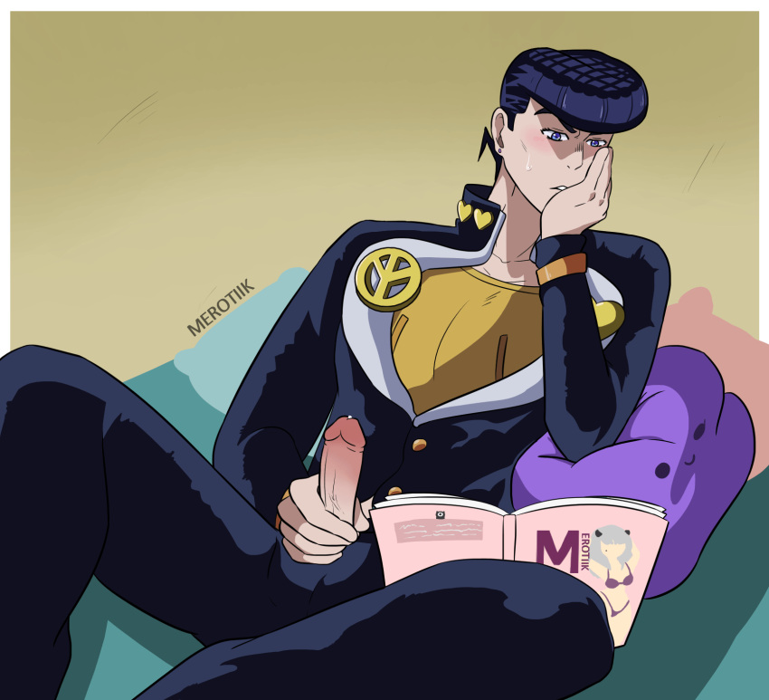 1boy animated clothed cum cumming diamond_is_unbreakable jerkingoff jojo's_bizarre_adventure josuke_higashikata male male_only masturbation penis solo solo_male watching_porn