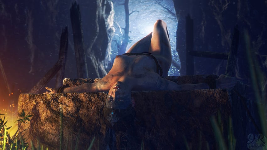 1girls 3d 4k absurdres after_fellatio after_rape areolae big_breasts bondage breasts cum cum_in_mouth cum_on_face drdabblur facial female female_only fucked_senseless hellblade highres naked nipples on_back rape restrained scars senua source_filmmaker tits