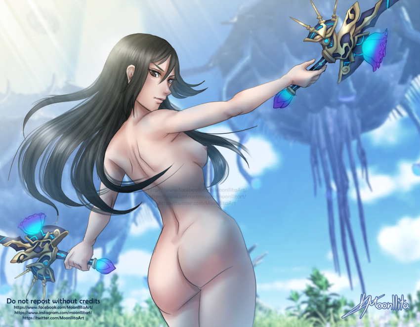 ass breasts moonllita_(artist) morag_ladair_(xenoblade) nude outdoors sword tagme xenoblade_(series) xenoblade_chronicles_2