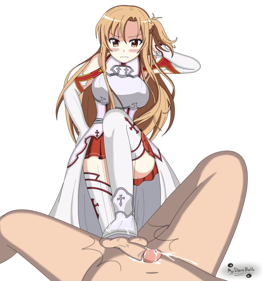 angry ballbusting bootjob boots brown_hair cum_on_boots ejaculation femdom footjob kirigaya_kazuto long_hair male_pov mydarkballs pov pov_eye_contact shoejob stepped_on stepping_on_penis sword_art_online trample trampling yuuki_asuna