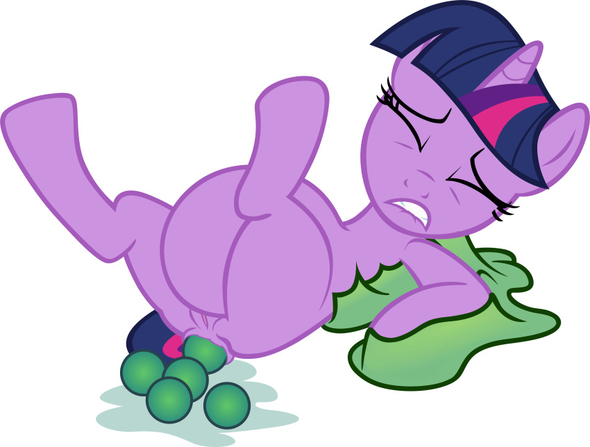 absurd_res anal_egg_laying anthro anus badumsquish bite biting_lip bound correct_artstyle egg egg_laying equid equine female feral friendship_is_magic furry genitals hair hasbro hi_res horn lying mammal my_little_pony on_back purple_hair pussy slime solo twilight_sparkle_(mlp) unicorn