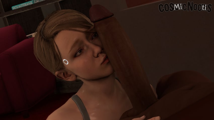 1boy 1girls 3d balls big_penis cosmicnoctis dark-skinned_male dark_skin detroit:_become_human female huge_cock huge_penis interracial kara_(detroit:_become_human) male penis penis_on_face straight