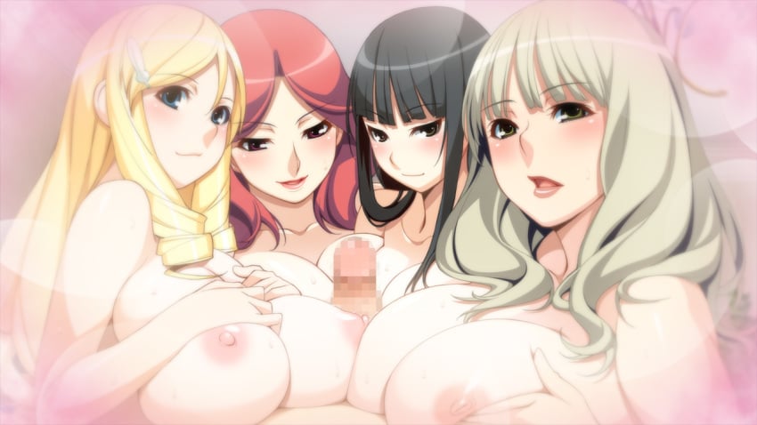 aiura_ichika breasts censored female game_cg hadashi_shoujo harem ino kareshi_inai_reki_nenrei_ja_doushite_ikenai_no_yo kasane_rinzu kujou_ruri male narushima_atsuki nipples nude paizuri penis straight wet