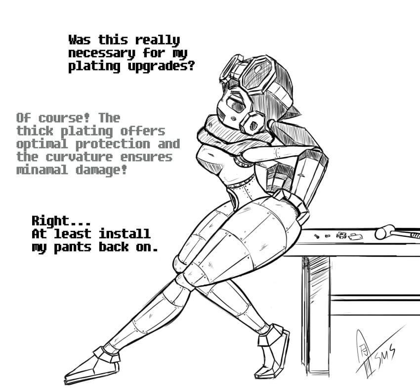 dorothy_mccrank goggles humanoid legs machine pigtail robot robot_girl sketch steamworld steamworld_dig supermoonshroom text thighs twintails video_games watermark