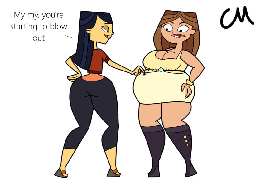 2girls belly big_ass big_belly breasts choccymalk chubby chubby_female emma_(tdi) fat fat_shaming female female_only forced_presentation taylor_(tdi) teasing teasing_another the_ridonculous_race total_drama_island transparent_background weight_gain