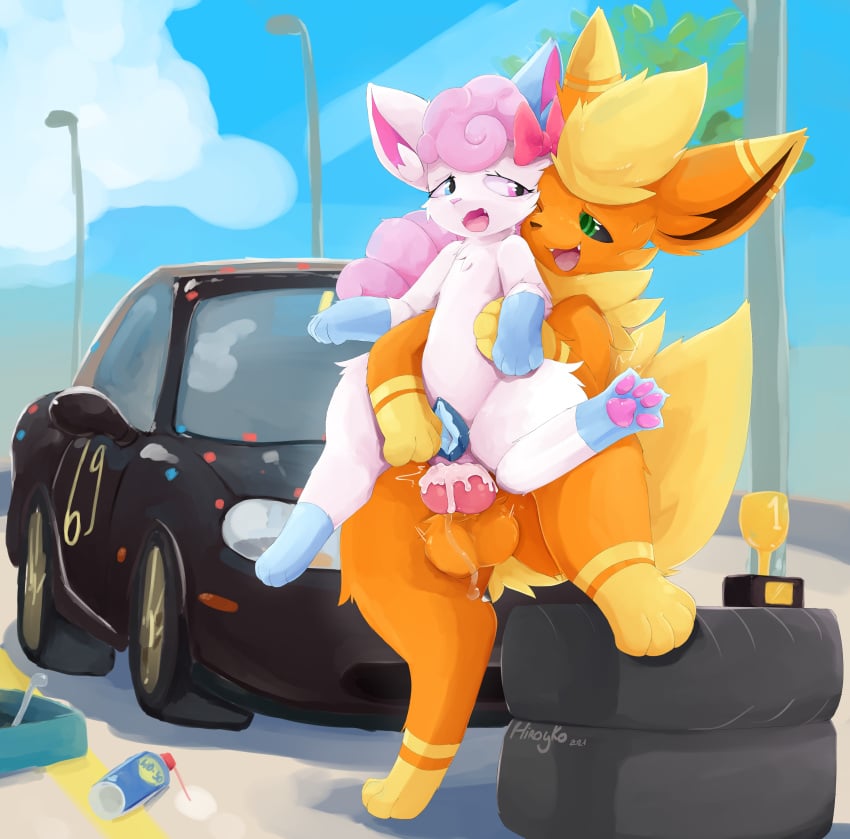 absurd_res alolan_vulpix anal anal_sex animal_genitalia animal_penis animal_pussy ass award balls bodily_fluids canid canine canine_penis canine_pussy car cum cum_in_ass cum_inside cum_on_knot cum_on_penis digital_media_(artwork) duo eeveelution erection female feral flareon fluffy fluffy_tail fur genital_fluids genitals green_eyes hi_res hiroyko_art knot male male/female male_penetrating mammal mazda_mx-5 nintendo nude open_mouth orange_body orange_fur pawpads penetration penis pokemon pokemon_(species) pussy sex sitting_on_knot snowstar_(vulpix) tire tongue trophy vehicle video_games vovo vulpix