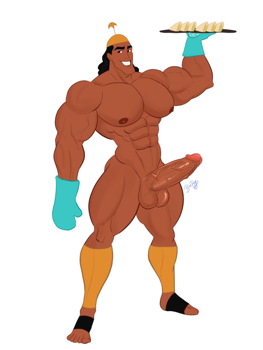 1boy 2021 abs balls bara biceps big_chest big_pecs big_penis black_hair blueboybara boner bulging_biceps color dark-skinned_male dark_skin digital_media_(artwork) disney erect_nipples erect_penis erection food full_body glans gloves hard_on hat hispanic hispanic_male huge_chest huge_pecs kronk large_penis latino long_hair male male_only melanin mittens mostly_nude muscles muscular muscular_male nipples oven_mitts pecs penis pinup presenting retracted_foreskin smile smooth_chest smooth_skin solo tan tan_skin teeth testicles the_emperor's_new_groove thick_penis thick_thighs toes tray url veiny_muscles veiny_penis white_background yaoi