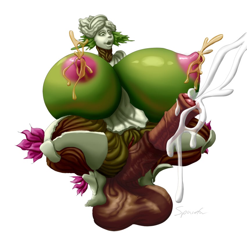 1girls areolae breasts cum cumshot disembodied_penis ejaculation female flora_fauna gigantic_breasts green_skin growth horsecock huge_breasts huge_cock huge_nipples huge_penis huge_testicles hyper_breasts lactation lilith_art living_statue nipples original original_character penis plant plant_girl solo squatting squatting_on_penis stature testicles thick_thighs transformation unusual_lactation veiny_penis veiny_testicles voluptuous