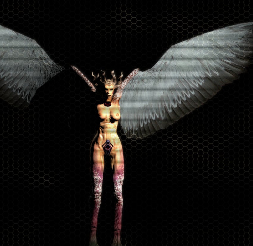 alien alien_girl big_breasts female harpy lipstick nipples scythian_witch_harpy serious_sam topless video_games wings