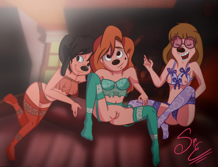 couple disney furry goof_troop lingerie max_goof nipples pussy roxanne_(goof_troop) rule_63 sr._engrudo stacey_(goof_troop)