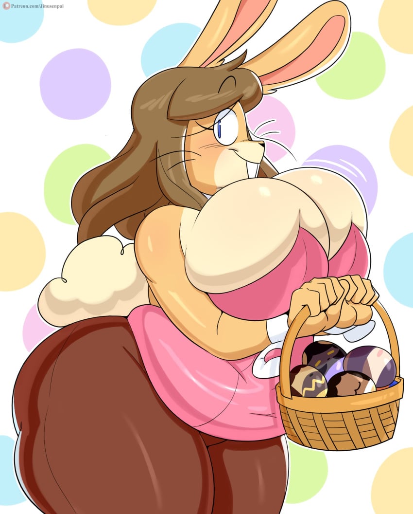 1girls anthro bbw breasts bunny_ears bunnysuit cleavage fat female female_only furry huge_breasts jinu june_(jinu) overweight solo thick_thighs wide_hips