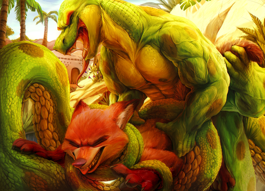 2boys abs alexalaz anal anthro apode areola biped canid canine clenched_teeth closed_eyes disney dots draconcopode duo fan_character fox gay hi_res legless male male/male male_only mammal multi_arm multi_limb naga nick_wilde nipples open_mouth outside reptile scalie serpentine snake tail_grab teeth tongue tongue_out yaoi zootopia