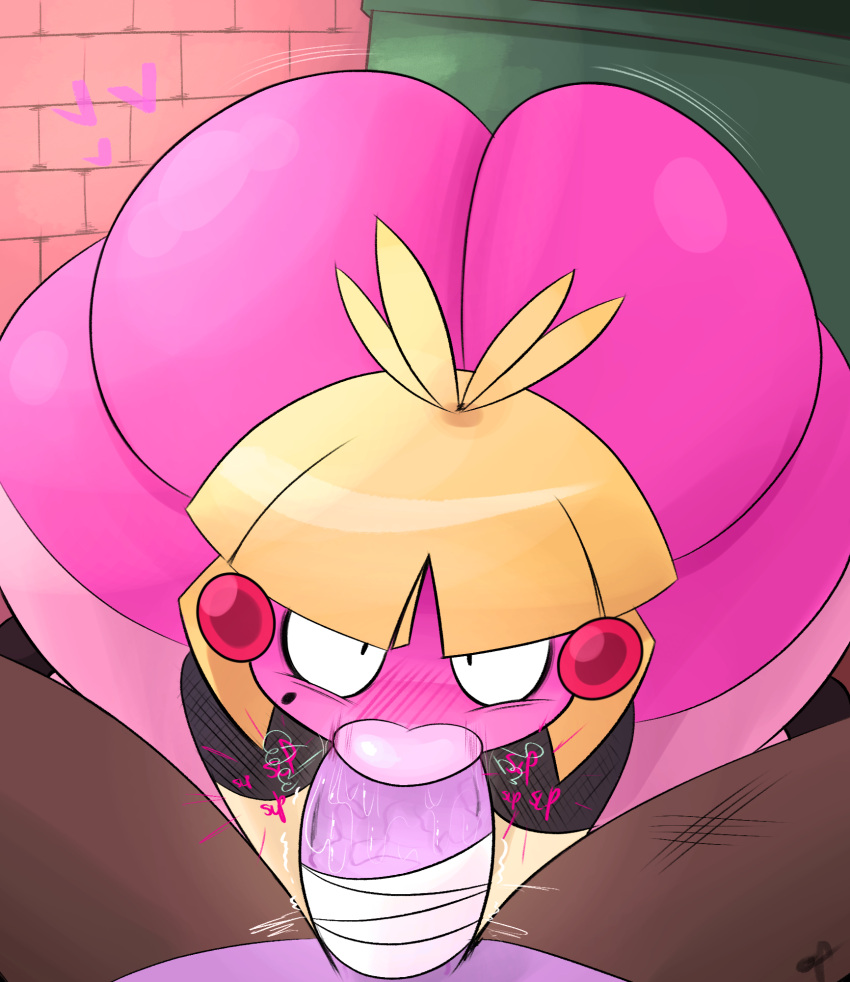 1boy 1girls alley big_ass big_lips big_thighs blonde_hair blowjob chubby city cute fellatio female male nintendo ota_(artist) pokemon pokemon_gsc smoochum source_request tagme tyrogue