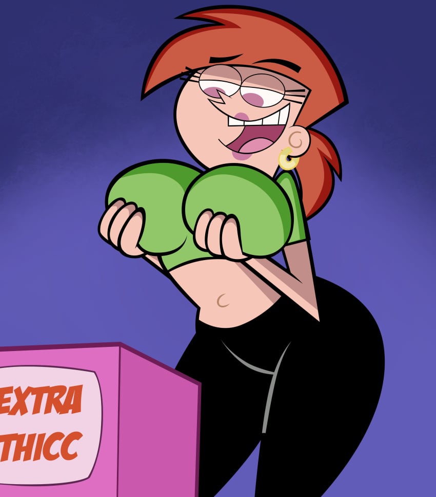 aged_up belly_button belly_shirt big_breasts breasts earrings eyelashes female female_only grimphantom jeans large_breasts lipstick midriff navel nickelodeon pink_eyes ponytail red_hair straight_hair the_fairly_oddparents thick_thighs vicky_(fairly_odd_parents) wide_hips