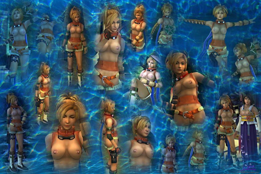 1girls 3d 3d_(artwork) big_breasts crafted_lightning final_fantasy final_fantasy_x rikku square_enix tagme yuna