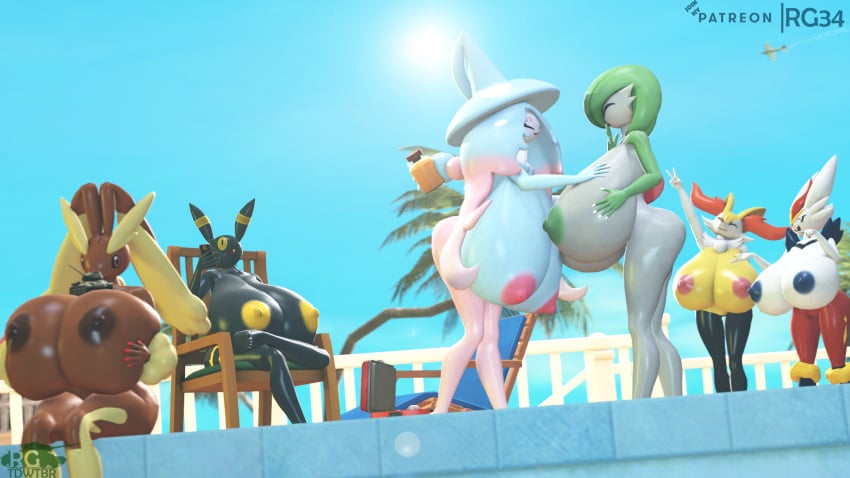 3d 6girls ass braixen breasts cinderace eeveelution female female_cinderace female_only female_pokemon gardevoir hand_on_breast hatterene huge_breasts hyper hyper_breasts large_ass lopunny multiple_girls nintendo nipples nude outdoors outside pokémon_(species) pokemon pokemon_(species) pokemon_ss rgtdwtbr shiny shiny_skin sitting source_filmmaker standing t-34 tank thick_thighs thin_waist umbreon yuri