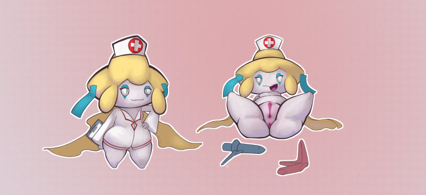 absurd_res anthro anus clothing digital_media_(artwork) ediblecrustables female genitals hand_on_hip headgear headwear hi_res jirachi legendary_pokemon legs_up looking_at_viewer lying medical_instrument nintendo nude nurse nurse_clothing nurse_headwear nurse_uniform on_back pokémon_(species) pokemon pokemon_(species) proctoscope pussy scientific_instrument simple_background solo speculum spread_legs spreading standing uniform video_games